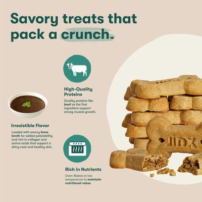 Show full view: Jinx Beef & Bone Broth Biscuits Crunchy Dog Treats, 48-oz bag slide 4 of 11