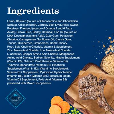 Show full view: Blue Buffalo Homestyle Recipe Senior 7+ Lamb & Vegetable Dinner Pate Canned Wet Dog Food, 12.5-oz can, case of 12 slide 6 of 10