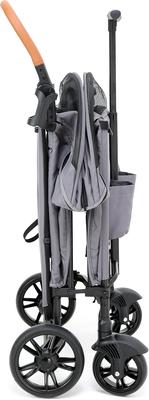 Show full view: KZLAA Foldable 4 Wheels Dog & Cat Stroller with Canopy & Basket, Gray slide 5 of 9