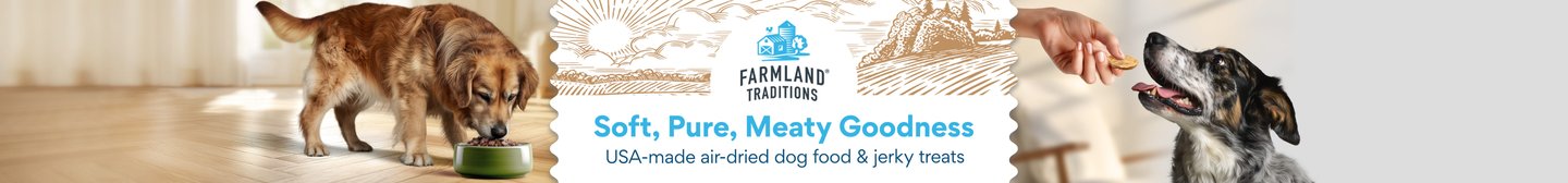 Farmland Traditions Soft, Pure, Meaty Goodness USA-made air-dried dog food & jerky treats