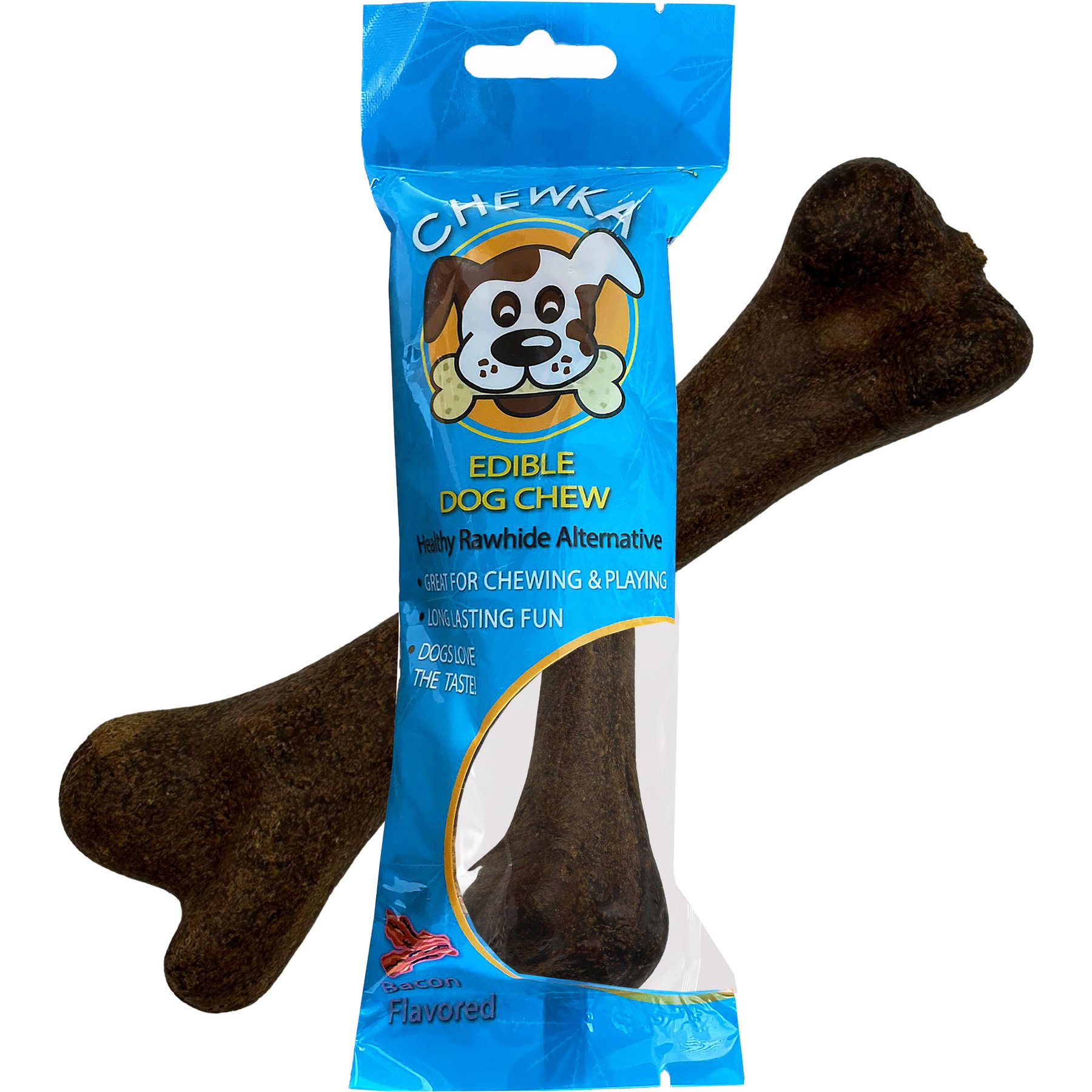 Scoochie Pet Chewka Bacon Flavored Plant-Forward Fully Digestible Dog Chew Bone, Medium, 6 count