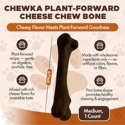 Show full view: Scoochie Pet Chewka Cheese Flavored Plant-Forward Fully Digestible Dog Chew Bone, Medium, 1 count slide 4 of 8