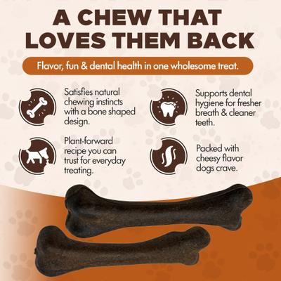 Show full view: Scoochie Pet Chewka Cheese Flavored Plant-Forward Fully Digestible Dog Chew Bone, Medium, 1 count slide 7 of 8