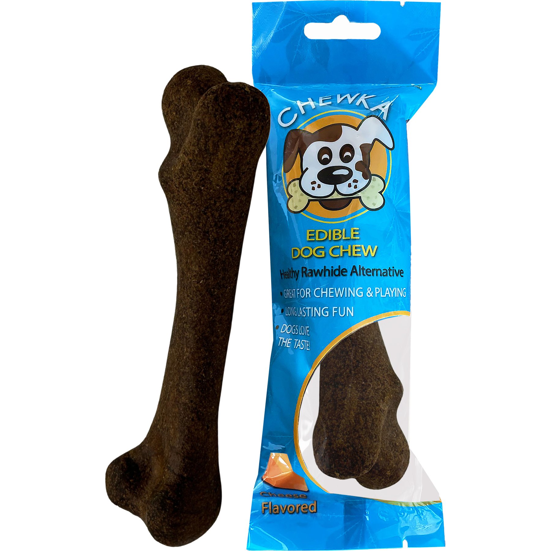 Scoochie Pet Chewka Cheese Flavored Plant-Forward Fully Digestible Dog Chew Bone, Medium, 3 count
