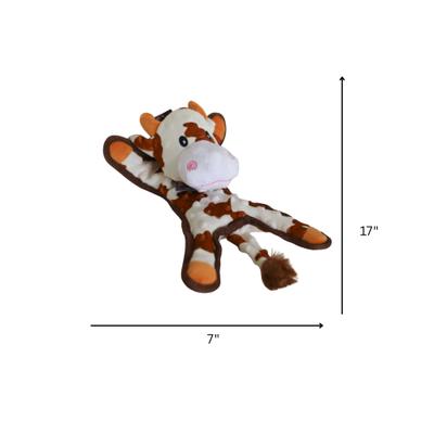 Show full view: SteelDog USA Flat Bumpy Brown Cow Less Stuffing Plush Dog Toy slide 3 of 6