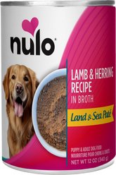 Nulo Land & Sea Grain-Free Lamb & Herring in Broth Pate Wet Dog Food, 12-oz can, case of 5