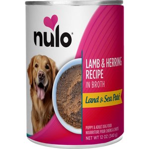 Nulo Land & Sea Grain-Free Lamb & Herring in Broth Pate Wet Dog Food, 12-oz can, case of 5