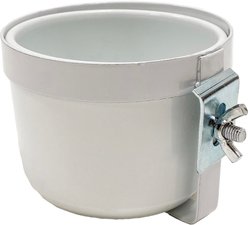 YML EasyClip Bird Bowl with Clamp & Holder, White, 3-in