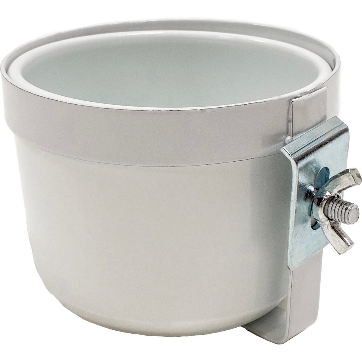 YML EasyClip Bird Bowl with Clamp & Holder, White, 3-in