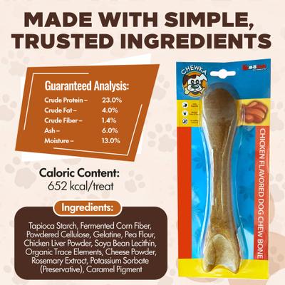 Show full view: Scoochie Pet Chewka Chicken Flavored Plant-Forward Fully Digestible Dog Chew Bone, Large, 1 count slide 6 of 8