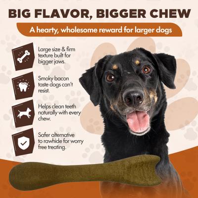 Show full view: Scoochie Pet Chewka Bacon Flavored Plant-Forward Fully Digestible Dog Chew Bone, Large, 1 count slide 7 of 8