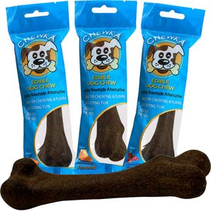Scoochie Pet Chewka Mixed Variety Pack Bacon, Chicken & Cheese Flavored Plant-Forward Fully Digestible Dog Chew Bone, Medium, 6 count