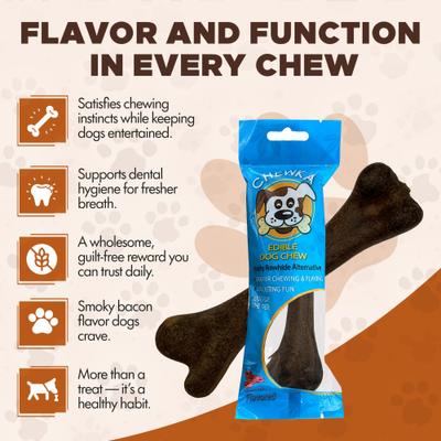 Show full view: Scoochie Pet Chewka Bacon Flavored Plant-Forward Fully Digestible Dog Chew Bone, Medium, 6 count slide 7 of 8