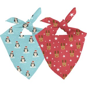 Dog Bandana Co. Reindeer & Penguin Dog Bandana, Small: 6 to 14-in neck
