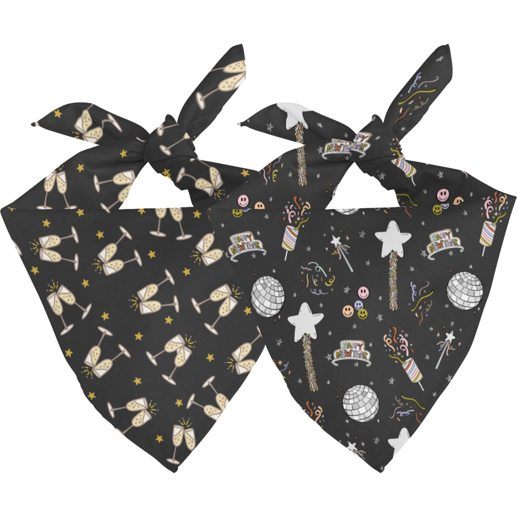 Dog Bandana Co. New Years Dog Bandana, Black, Small: 6 to 14-in neck