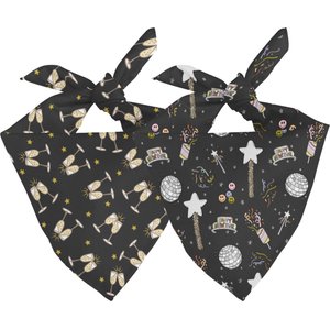 Dog Bandana Co. New Years Dog Bandana, Black, Small: 6 to 14-in neck