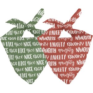 Dog Bandana Co. Christmas Naughty Nice Dog Bandana, Red, Small: 6 to 14-in neck