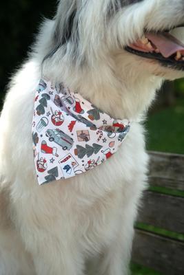 Show full view: Dog Bandana Co. Christmas Holiday Movie Dog Bandana, White, Small: 6 to 14-in neck slide 3 of 4