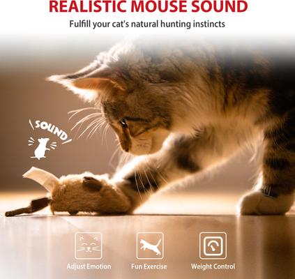 Show full view: Gigwi Interactive Running Mouse for Cat Toy, Beige slide 7 of 9