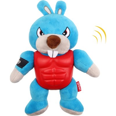 Gigwi Gigwi TPR Rabbit Squeaky Plush Dog Toy, Blue