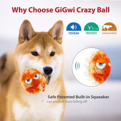 Show full view: Gigwi Squeaky Plush Ball Dog Toy, Orange slide 3 of 8