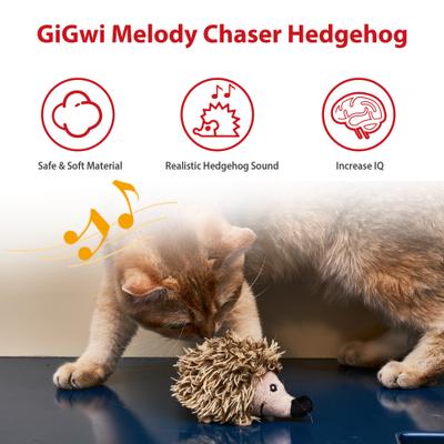 Show full view: Gigwi Melody Chaser Squeaky Hegehog Cat Toy, Grey slide 4 of 8