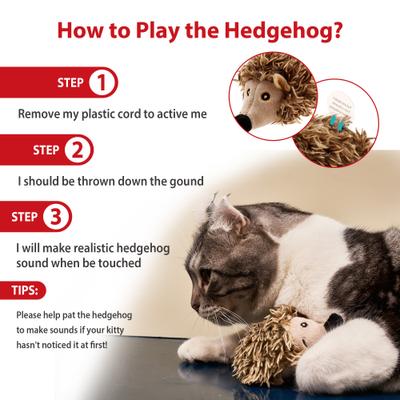 Show full view: Gigwi Melody Chaser Squeaky Hegehog Cat Toy, Grey slide 3 of 8