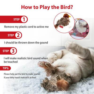 Show full view: Gigwi Melody Chaser Squeay Bird Cat Toy, Brown slide 4 of 10