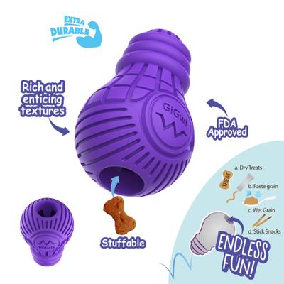 Show full view: Gigwi Bulb Treat Dispensing Dog Toy, Purple, Large slide 4 of 10