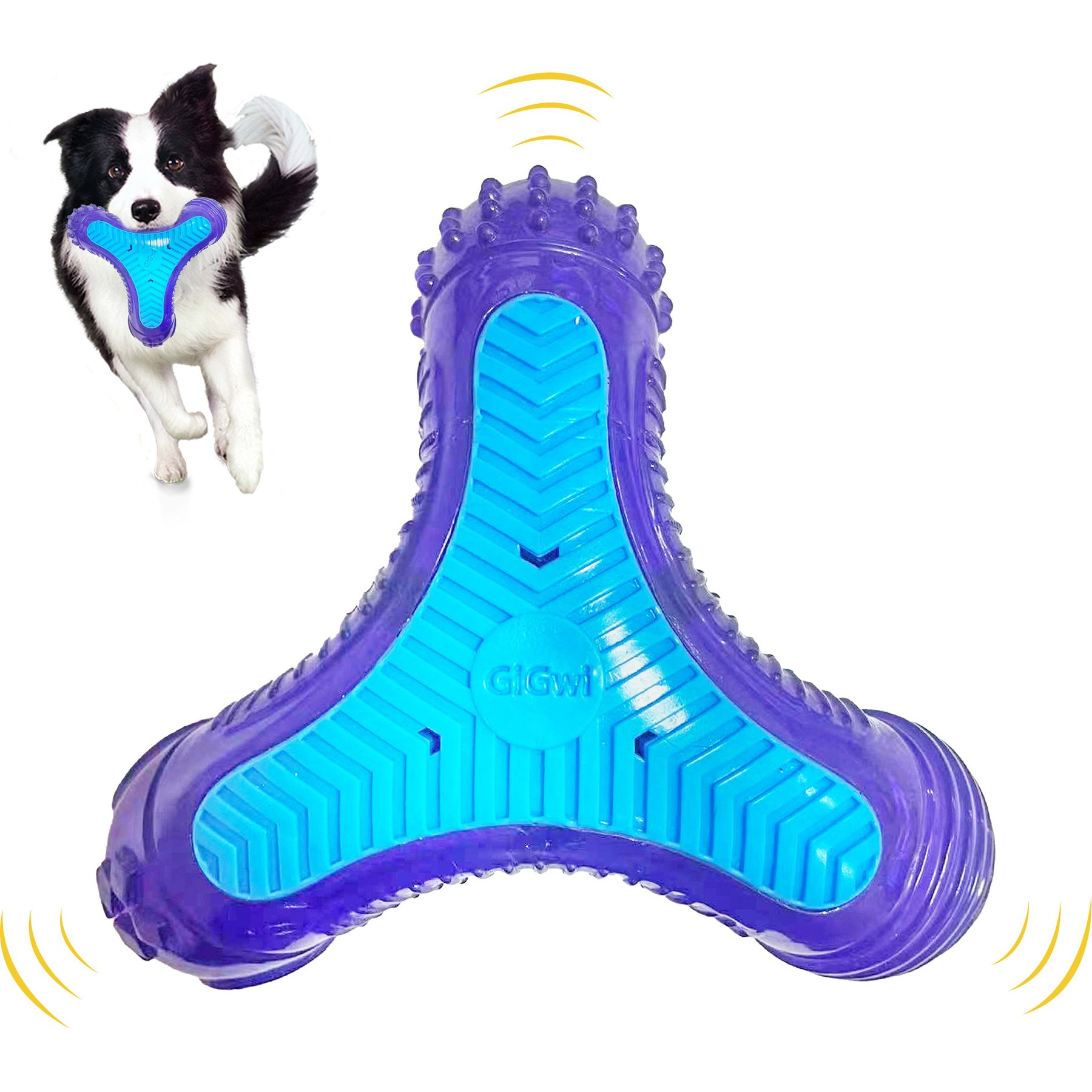 Gigwi 3-in-1 Squeak Bone Dog Toy, Purple