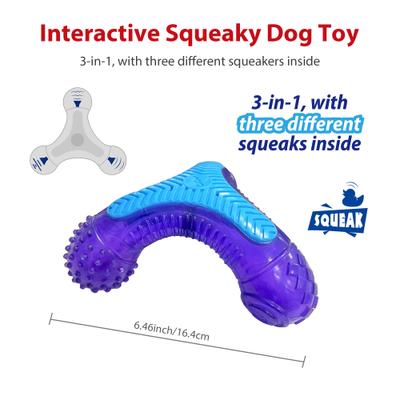 Show full view: Gigwi 3-in-1 Squeak Bone Dog Toy, Purple slide 4 of 7