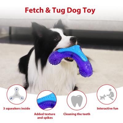 Show full view: Gigwi 3-in-1 Squeak Bone Dog Toy, Purple slide 2 of 7