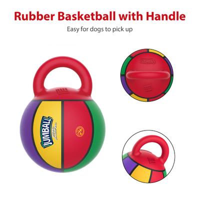 Show full view: Gigwi Jumball Basketball Dog Toy with Handle, Multi, 5.5-in slide 3 of 9
