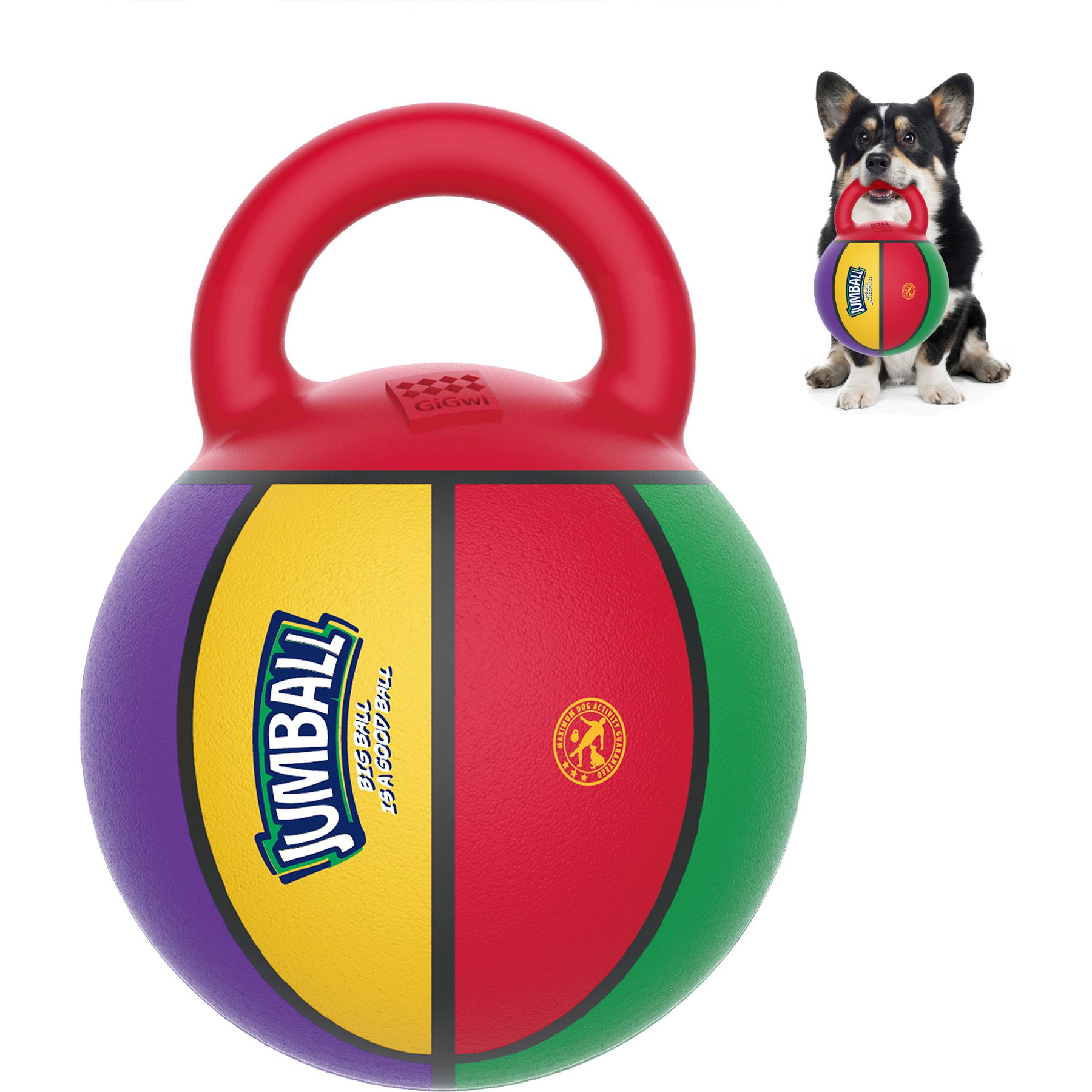 Gigwi Jumball Basketball Dog Toy with Handle, Multi, 5.5-in