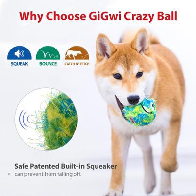 Show full view: Gigwi Squeaky Plush Ball Dog Toy, Green, 2.8-in slide 4 of 9