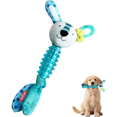 Gigwi Gigwi Suppa Puppa Rabbit Squeaky Plush Dog Toy, Blue