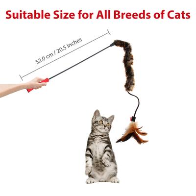 Show full view: Gigwi Wand Fishing Feather Teaser Stick Cat Toy, Brown, 21-in slide 4 of 9