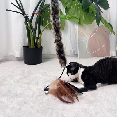 Show full view: Gigwi Wand Fishing Feather Teaser Stick Cat Toy, Brown, 21-in slide 6 of 9