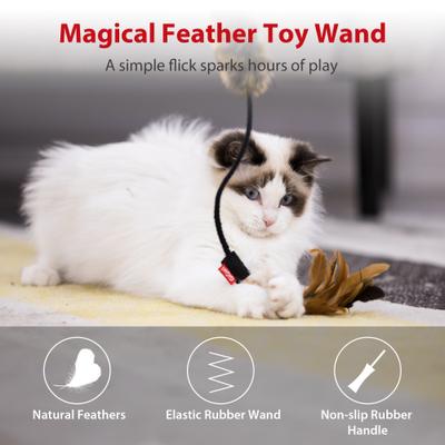Show full view: Gigwi Wand Fishing Feather Teaser Stick Cat Toy, Brown, 21-in slide 3 of 9