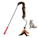 Gigwi Wand Fishing Feather Teaser Stick Cat Toy, Brown, 21-in