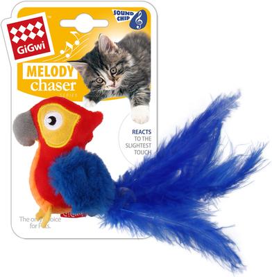 Show full view: Gigwi Melody Chaser Squeaky Parrot Cat Toy, Red slide 7 of 8