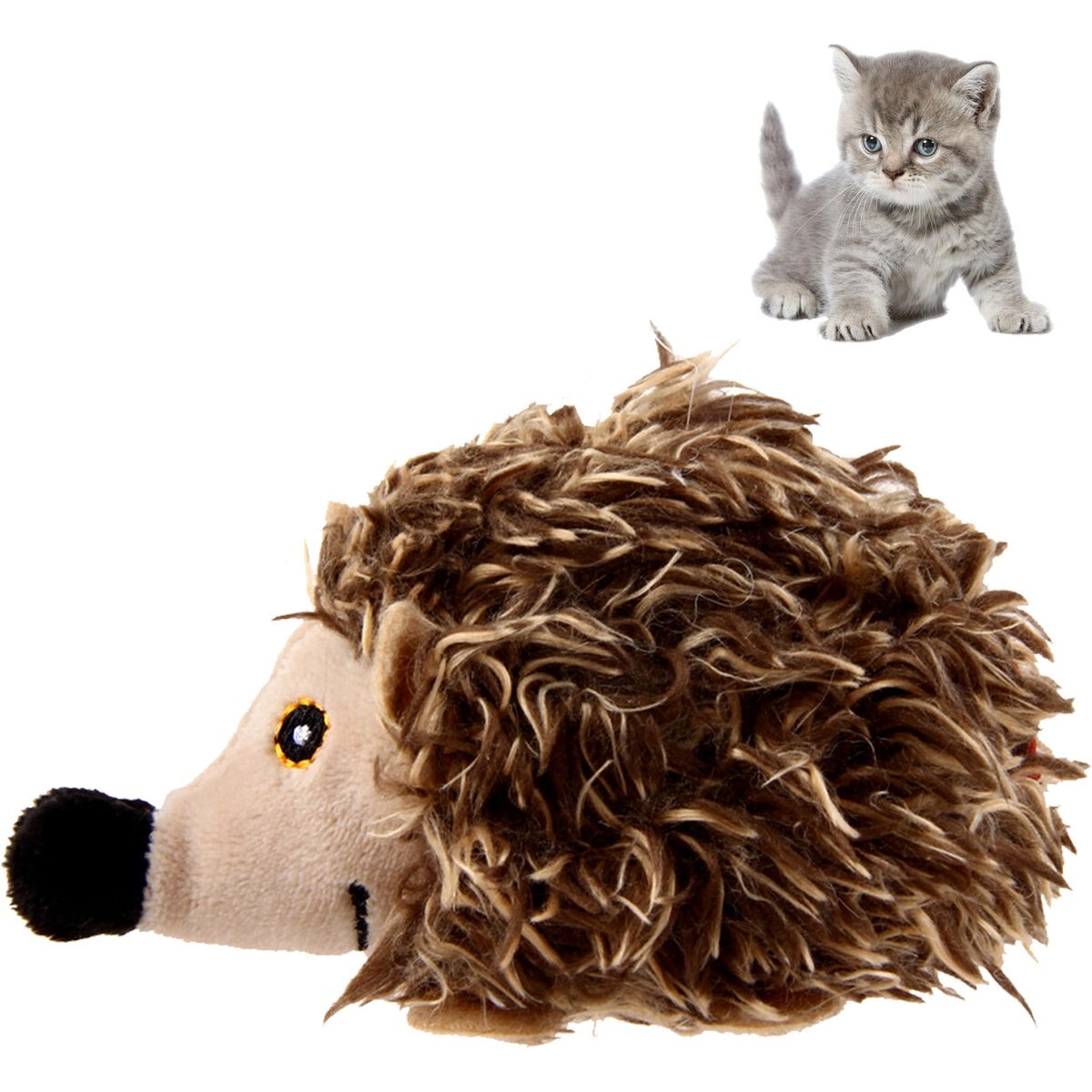 Gigwi Melody Chaser Squeaky Hegehog Cat Toy, Grey