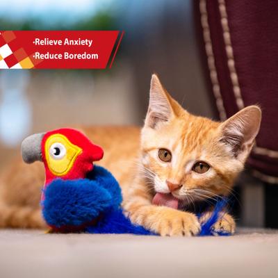 Show full view: Gigwi Melody Chaser Squeaky Parrot Cat Toy, Red slide 5 of 8