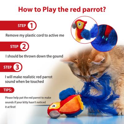 Show full view: Gigwi Melody Chaser Squeaky Parrot Cat Toy, Red slide 3 of 8