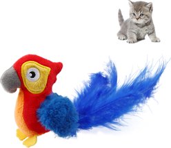 Gigwi Melody Chaser Squeaky Parrot Cat Toy, Red