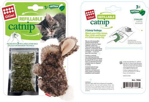 Show full view: Gigwi Rabbit Refillable Catnip & Silvervine Cat Toy, Brown slide 7 of 8