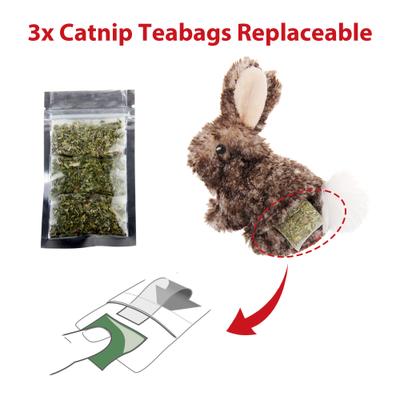 Show full view: Gigwi Rabbit Refillable Catnip & Silvervine Cat Toy, Brown slide 4 of 8