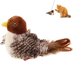 Gigwi Melody Chaser Squeay Bird Cat Toy, Brown slide 1 of 8