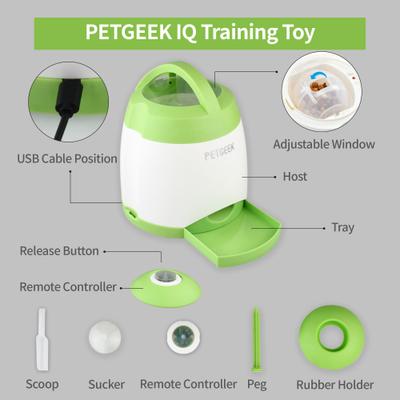 Show full view: PETGEEK Battery Powered IQ Training Dog Treat Dispenser Toy Installed, Green slide 7 of 9