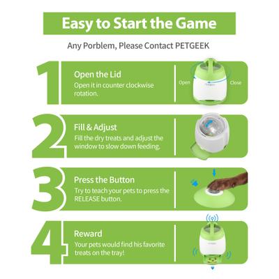 Show full view: PETGEEK Battery Powered IQ Training Dog Treat Dispenser Toy Installed, Green slide 3 of 9